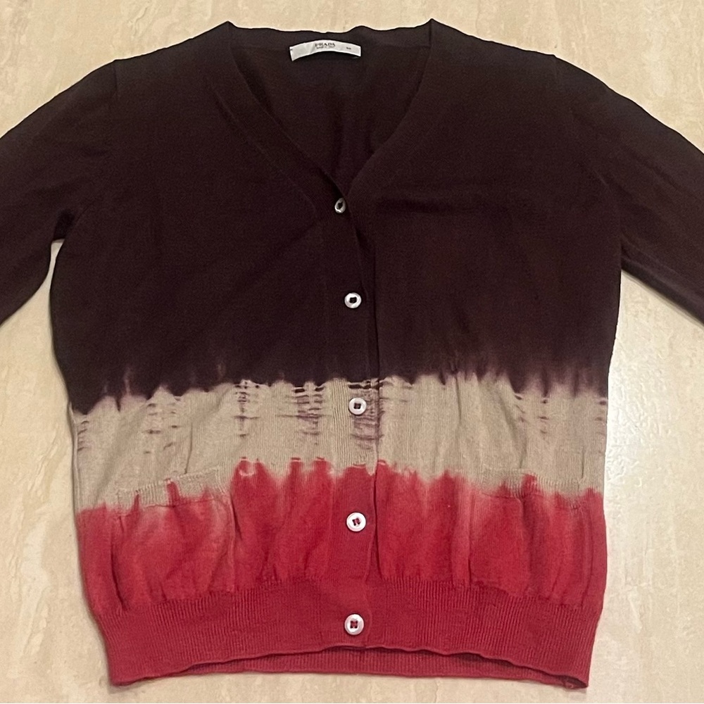 Prada Spring 2004 Tie Dye 3/4 Sleeve Cardigan